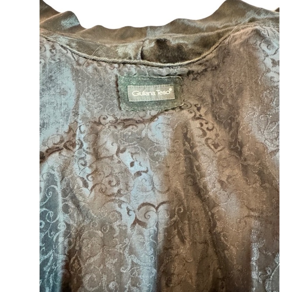 Giuliana Teso Neiman Marcus Black Broadtail Lamb Fur Moire Funnel Neck Coat - Picture 6 of 7